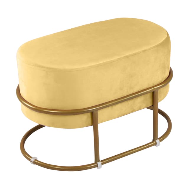 Primrose Velvet Upholstered Ottoman with Gold Plating Base Foot Vanity Makeup Stool, Side Stool for Bedroom Living Room (Craig)