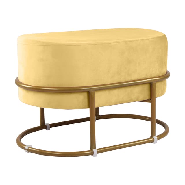 Primrose Velvet Upholstered Ottoman with Gold Plating Base Foot Vanity Makeup Stool, Side Stool for Bedroom Living Room (Craig)