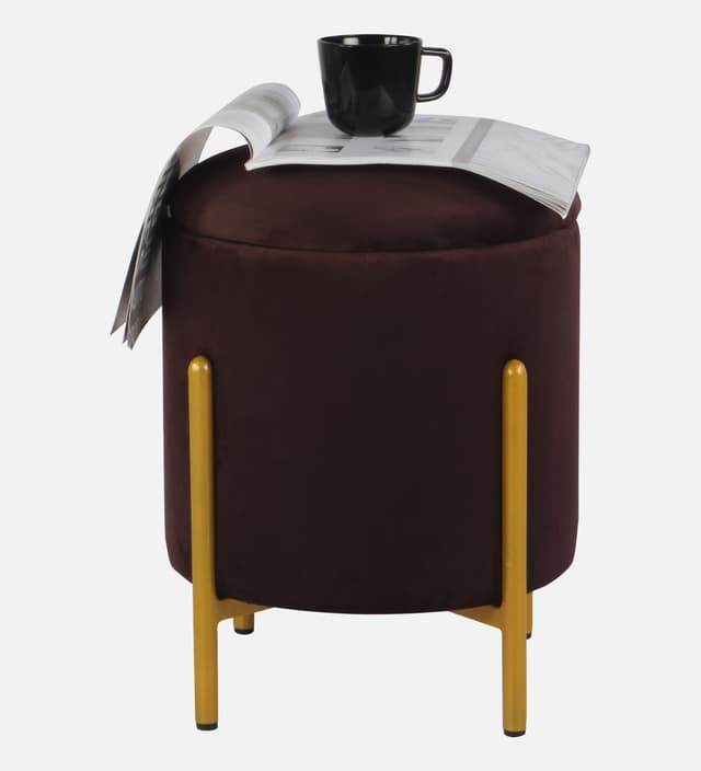 Primrose Velvet Round Ottoman with Hidden Storage, Round Stools for Sitting, Suitable for Bedroom, Living Room, Velvet Square Storage Ottomans (Dunzo)