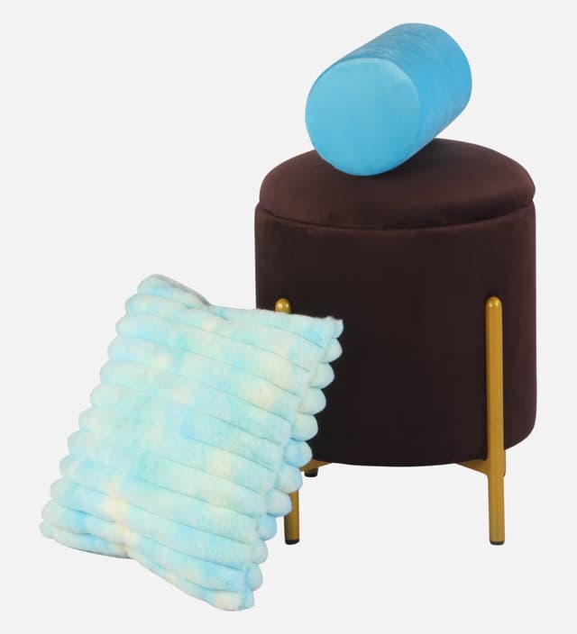 Primrose Velvet Round Ottoman with Hidden Storage, Round Stools for Sitting, Suitable for Bedroom, Living Room, Velvet Square Storage Ottomans (Dunzo)