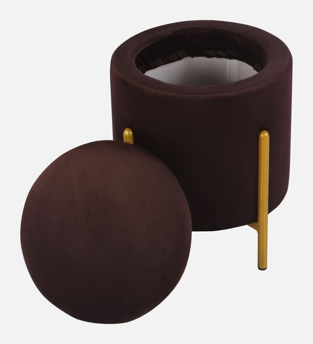 Primrose Velvet Round Ottoman with Hidden Storage, Round Stools for Sitting, Suitable for Bedroom, Living Room, Velvet Square Storage Ottomans (Dunzo)