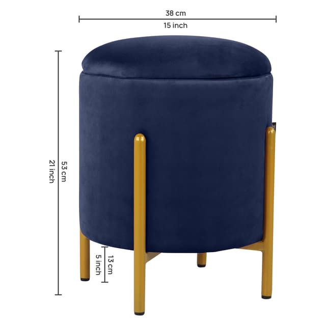 Primrose Velvet Round Ottoman with Hidden Storage, Round Stools for Sitting, Suitable for Bedroom, Living Room, Velvet Square Storage Ottomans (Dunzo)
