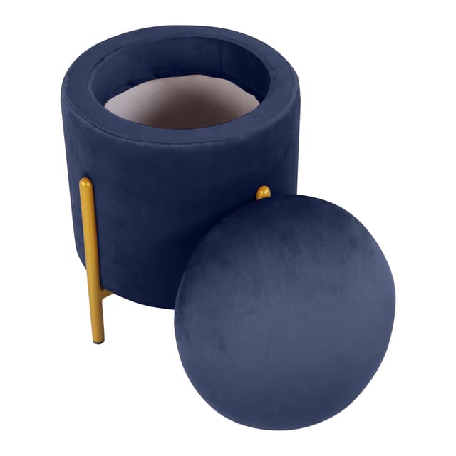 Primrose Velvet Round Ottoman with Hidden Storage, Round Stools for Sitting, Suitable for Bedroom, Living Room, Velvet Square Storage Ottomans (Dunzo)