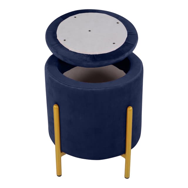 Primrose Velvet Round Ottoman with Hidden Storage, Round Stools for Sitting, Suitable for Bedroom, Living Room, Velvet Square Storage Ottomans (Dunzo)