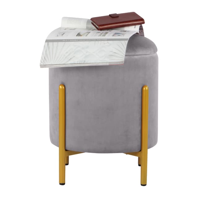 Primrose Velvet Round Ottoman with Hidden Storage, Round Stools for Sitting, Suitable for Bedroom, Living Room, Velvet Square Storage Ottomans (Dunzo)