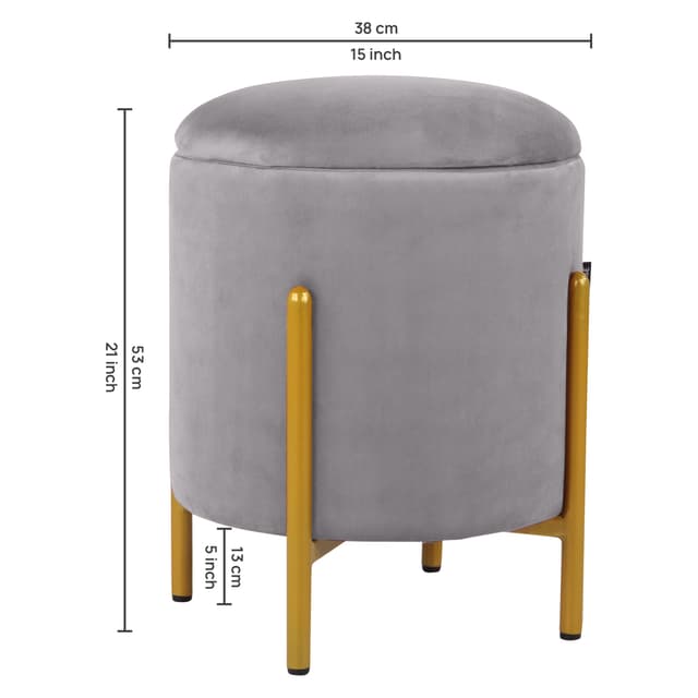 Primrose Velvet Round Ottoman with Hidden Storage, Round Stools for Sitting, Suitable for Bedroom, Living Room, Velvet Square Storage Ottomans (Dunzo)