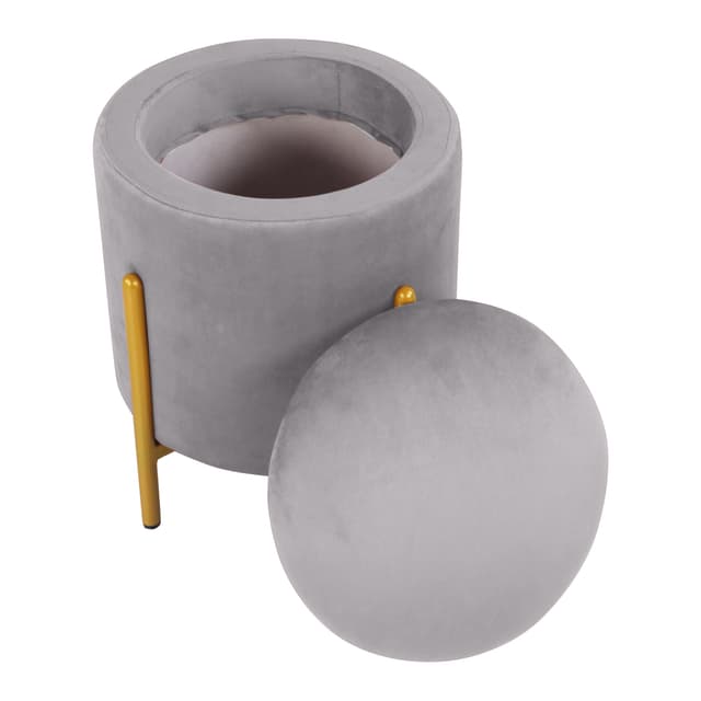 Primrose Velvet Round Ottoman with Hidden Storage, Round Stools for Sitting, Suitable for Bedroom, Living Room, Velvet Square Storage Ottomans (Dunzo)