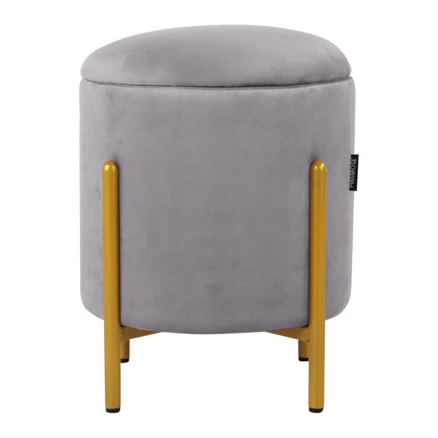Primrose Velvet Round Ottoman with Hidden Storage, Round Stools for Sitting, Suitable for Bedroom, Living Room, Velvet Square Storage Ottomans (Dunzo)