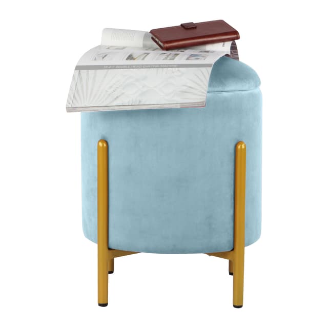 Primrose Velvet Round Ottoman with Hidden Storage, Round Stools for Sitting, Suitable for Bedroom, Living Room, Velvet Square Storage Ottomans (Dunzo)