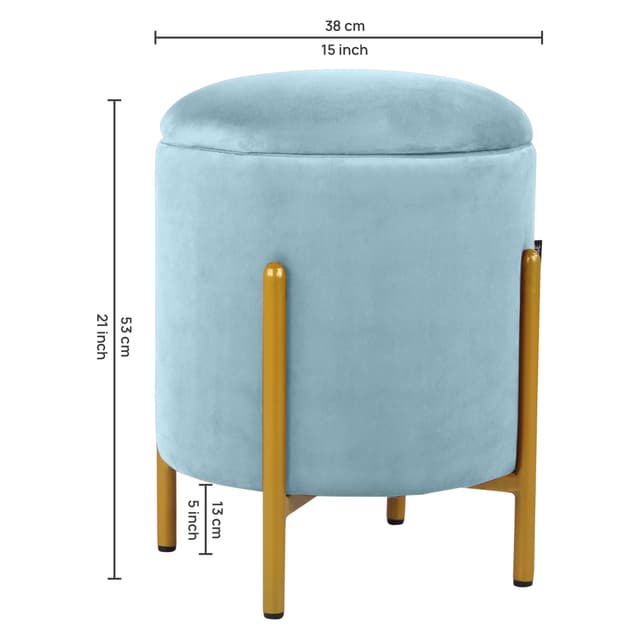 Primrose Velvet Round Ottoman with Hidden Storage, Round Stools for Sitting, Suitable for Bedroom, Living Room, Velvet Square Storage Ottomans (Dunzo)