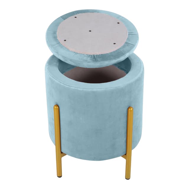 Primrose Velvet Round Ottoman with Hidden Storage, Round Stools for Sitting, Suitable for Bedroom, Living Room, Velvet Square Storage Ottomans (Dunzo)