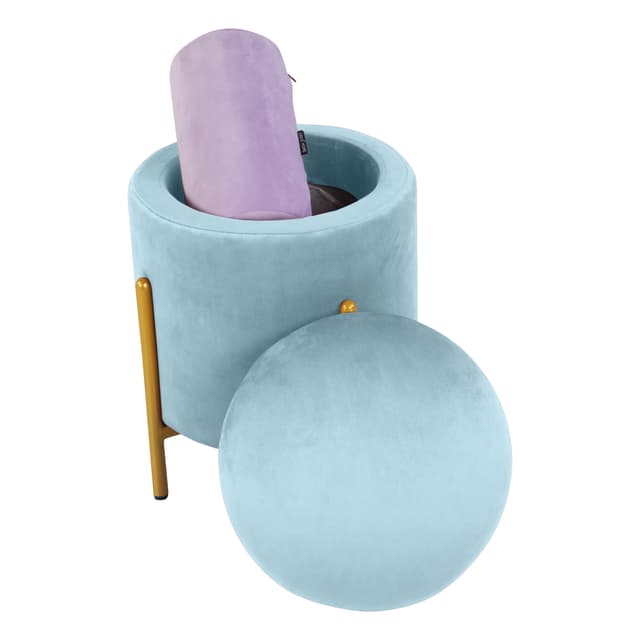 Primrose Velvet Round Ottoman with Hidden Storage, Round Stools for Sitting, Suitable for Bedroom, Living Room, Velvet Square Storage Ottomans (Dunzo)