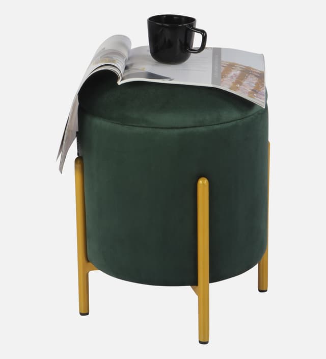 Primrose Velvet Round Ottoman with Hidden Storage, Round Stools for Sitting, Suitable for Bedroom, Living Room, Velvet Square Storage Ottomans (Dunzo)