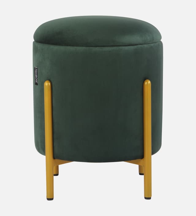 Primrose Velvet Round Ottoman with Hidden Storage, Round Stools for Sitting, Suitable for Bedroom, Living Room, Velvet Square Storage Ottomans (Dunzo)