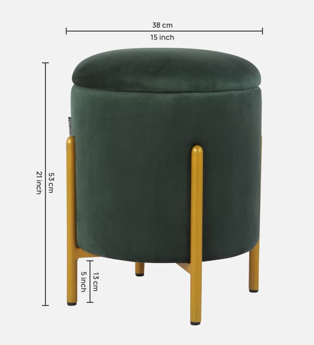Primrose Velvet Round Ottoman with Hidden Storage, Round Stools for Sitting, Suitable for Bedroom, Living Room, Velvet Square Storage Ottomans (Dunzo)