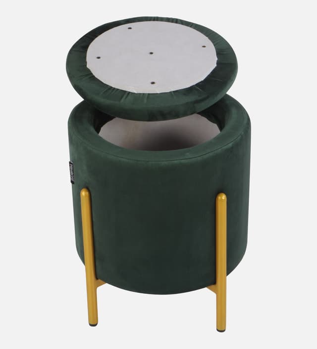 Primrose Velvet Round Ottoman with Hidden Storage, Round Stools for Sitting, Suitable for Bedroom, Living Room, Velvet Square Storage Ottomans (Dunzo)