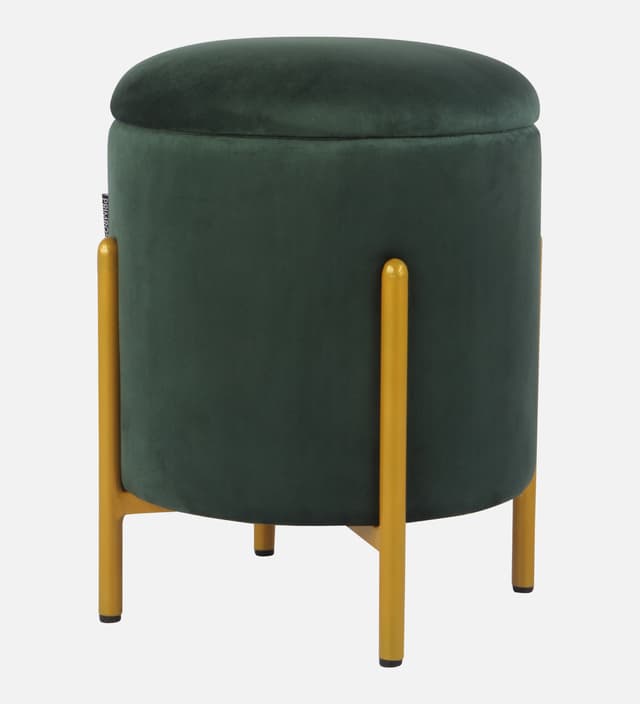 Primrose Velvet Round Ottoman with Hidden Storage, Round Stools for Sitting, Suitable for Bedroom, Living Room, Velvet Square Storage Ottomans (Dunzo)