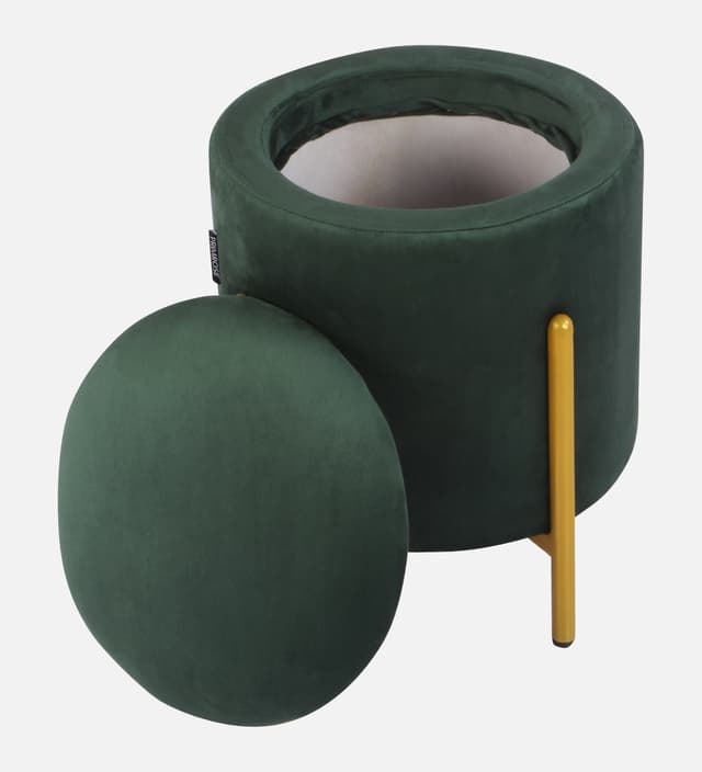 Primrose Velvet Round Ottoman with Hidden Storage, Round Stools for Sitting, Suitable for Bedroom, Living Room, Velvet Square Storage Ottomans (Dunzo)