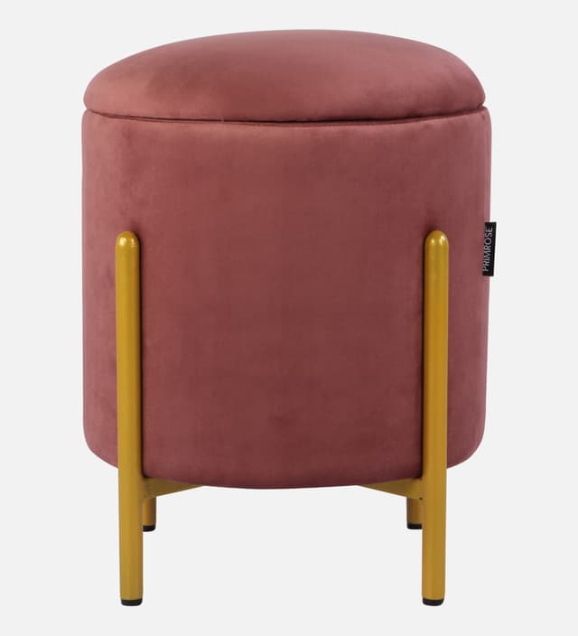 Primrose Velvet Round Ottoman with Hidden Storage, Round Stools for Sitting, Suitable for Bedroom, Living Room, Velvet Square Storage Ottomans (Dunzo)
