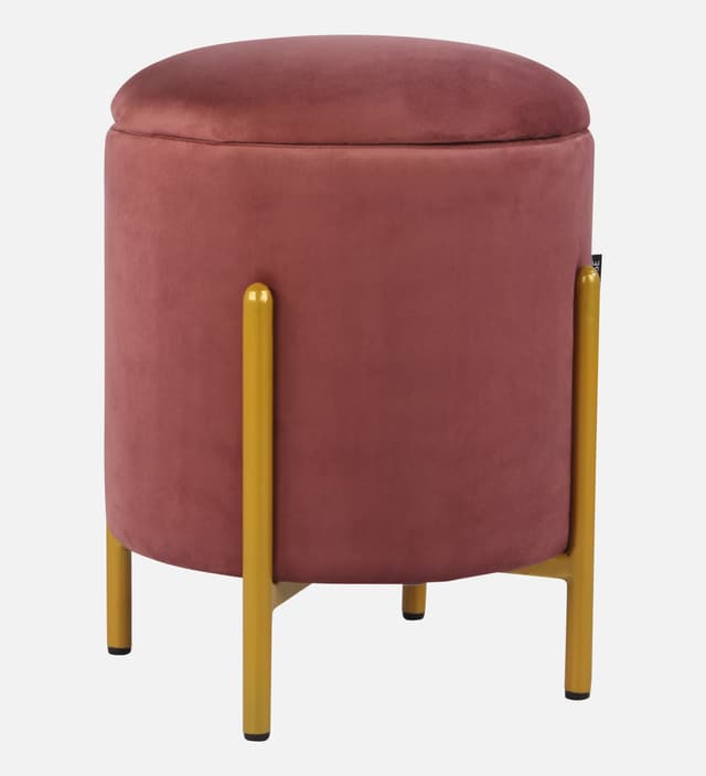 Primrose Velvet Round Ottoman with Hidden Storage, Round Stools for Sitting, Suitable for Bedroom, Living Room, Velvet Square Storage Ottomans (Dunzo)