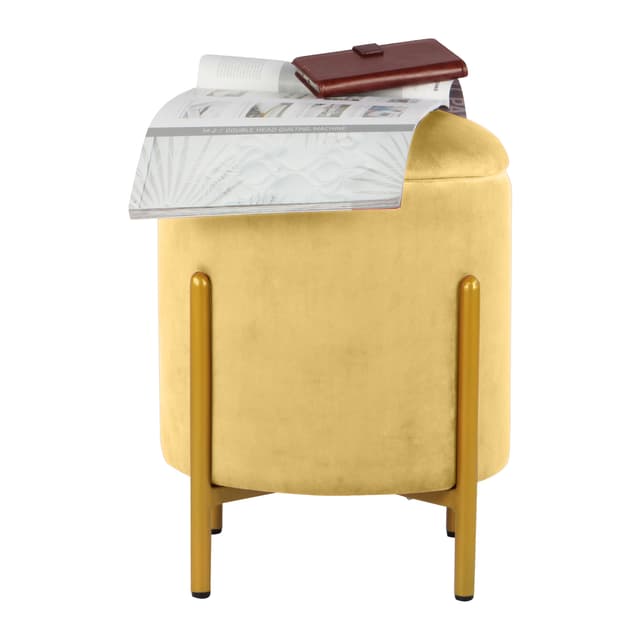 Primrose Velvet Round Ottoman with Hidden Storage, Round Stools for Sitting, Suitable for Bedroom, Living Room, Velvet Square Storage Ottomans (Dunzo)