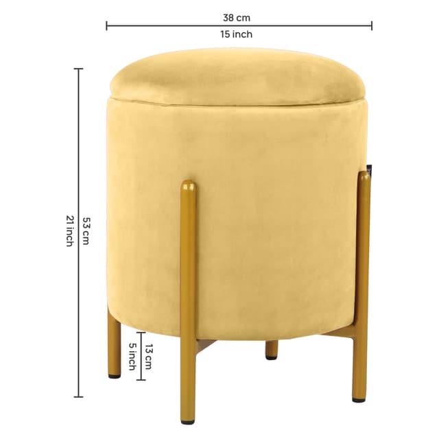 Primrose Velvet Round Ottoman with Hidden Storage, Round Stools for Sitting, Suitable for Bedroom, Living Room, Velvet Square Storage Ottomans (Dunzo)