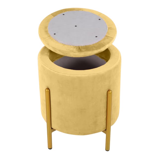 Primrose Velvet Round Ottoman with Hidden Storage, Round Stools for Sitting, Suitable for Bedroom, Living Room, Velvet Square Storage Ottomans (Dunzo)