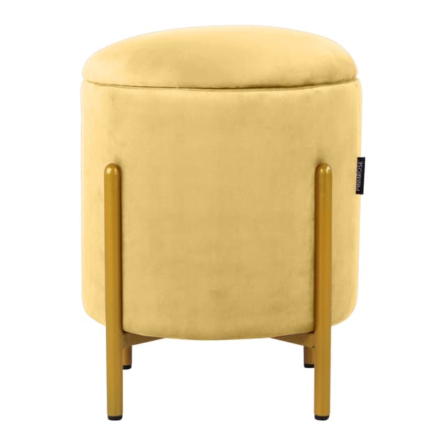 Primrose Velvet Round Ottoman with Hidden Storage, Round Stools for Sitting, Suitable for Bedroom, Living Room, Velvet Square Storage Ottomans (Dunzo)