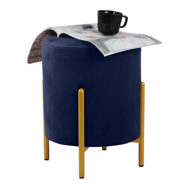 Primrose Velvet Round Ottoman with Hidden Storage, Round Stools for Sitting, Suitable for Bedroom, Living Room, Velvet Square Storage Ottomans (Eric)