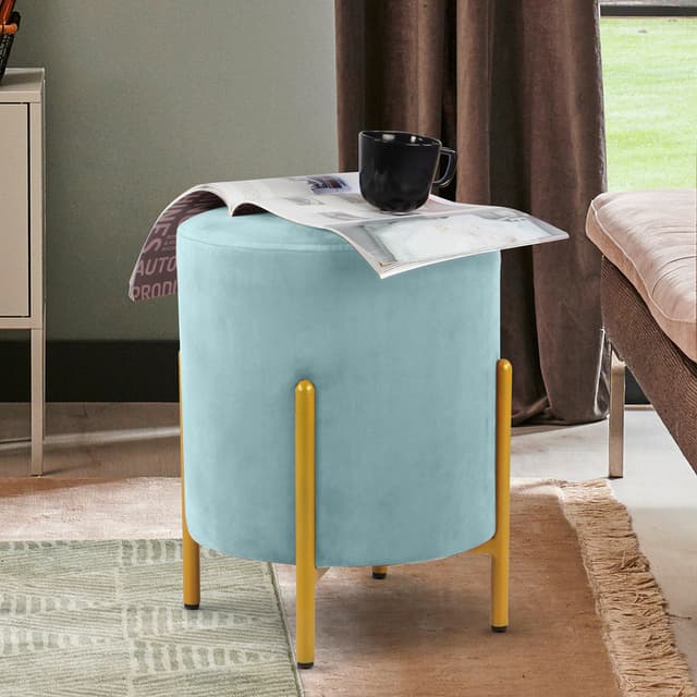 Primrose Velvet Round Ottoman with Hidden Storage, Round Stools for Sitting, Suitable for Bedroom, Living Room, Velvet Square Storage Ottomans (Eric)