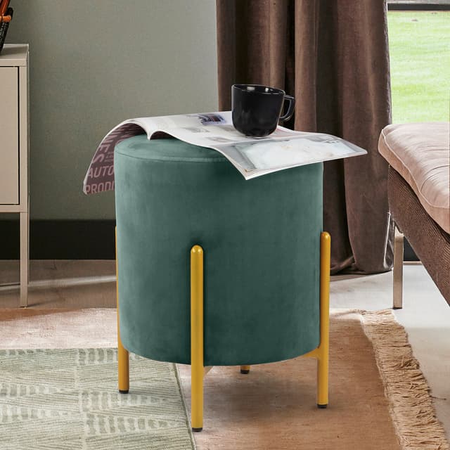 Primrose Velvet Round Ottoman with Hidden Storage, Round Stools for Sitting, Suitable for Bedroom, Living Room, Velvet Square Storage Ottomans (Eric)