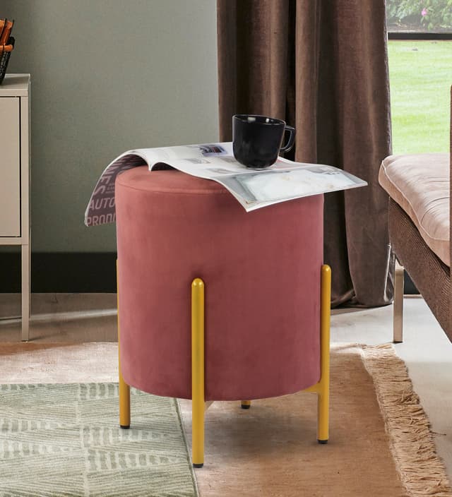 Primrose Velvet Round Ottoman with Hidden Storage, Round Stools for Sitting, Suitable for Bedroom, Living Room, Velvet Square Storage Ottomans (Eric)