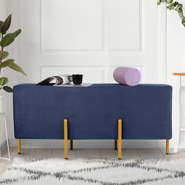 Primrose Ottoman Pouffes for Sitting Stool for Living Room Sitting Puffy Wooden Stools Chair Living Room Furniture Footrest Pouf Foot Stool for Office Room Decor, 42x16x18 inch (Fresca)