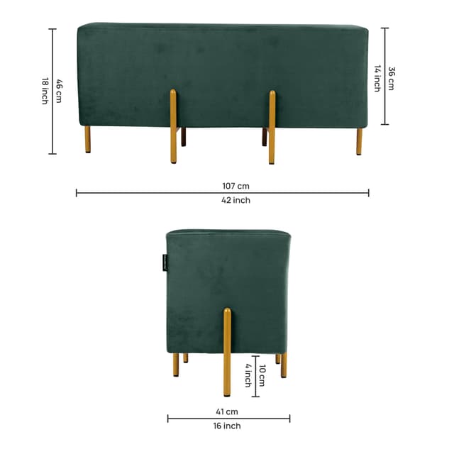 Primrose Ottoman Pouffes for Sitting Stool for Living Room Sitting Puffy Wooden Stools Chair Living Room Furniture Footrest Pouf Foot Stool for Office Room Decor, 42x16x18 inch (Fresca)