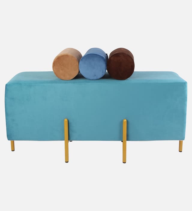 Primrose Ottoman Pouffes for Sitting Stool for Living Room Sitting Puffy Wooden Stools Chair Living Room Furniture Footrest Pouf Foot Stool for Office Room Decor, 42x16x18 inch (Fresca)