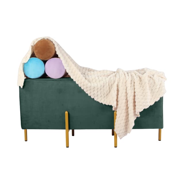 Primrose Ottoman Pouffes for Sitting Stool for Living Room Sitting Puffy Wooden Stools Chair Living Room Furniture Footrest Pouf Foot Stool for Office Room Decor, 42x16x18 inch (Fresca)