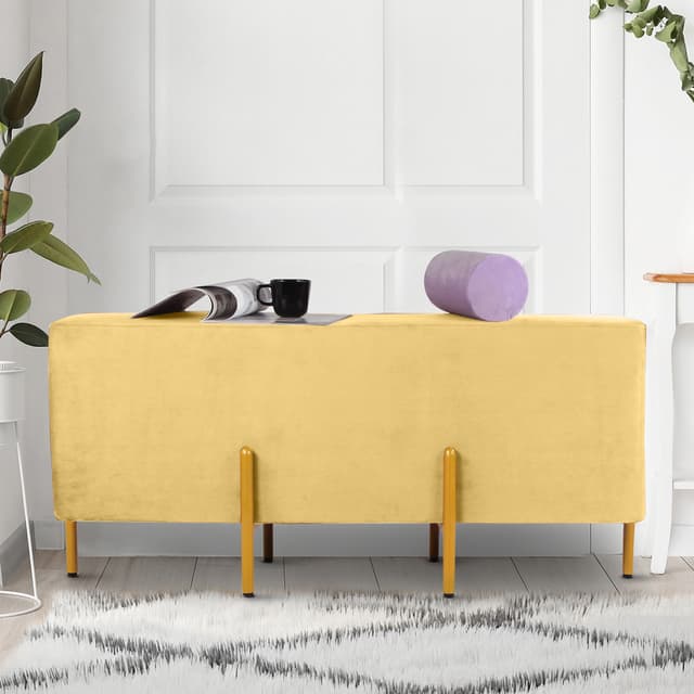 Primrose Ottoman Pouffes for Sitting Stool for Living Room Sitting Puffy Wooden Stools Chair Living Room Furniture Footrest Pouf Foot Stool for Office Room Decor, 42x16x18 inch (Fresca)
