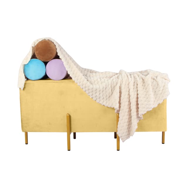Primrose Ottoman Pouffes for Sitting Stool for Living Room Sitting Puffy Wooden Stools Chair Living Room Furniture Footrest Pouf Foot Stool for Office Room Decor, 42x16x18 inch (Fresca)