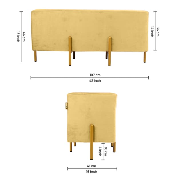 Primrose Ottoman Pouffes for Sitting Stool for Living Room Sitting Puffy Wooden Stools Chair Living Room Furniture Footrest Pouf Foot Stool for Office Room Decor, 42x16x18 inch (Fresca)
