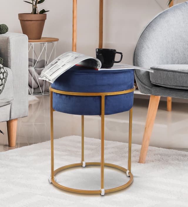 Primrose Ottoman Pouffes for Sitting Stool for Living Room Sitting Puffy Wooden Stools Chair Living Room Furniture Footrest Pouf Foot Stool for Office Room Decor (Glen)