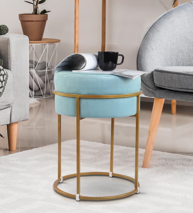 Primrose Ottoman Pouffes for Sitting Stool for Living Room Sitting Puffy Wooden Stools Chair Living Room Furniture Footrest Pouf Foot Stool for Office Room Decor (Glen)