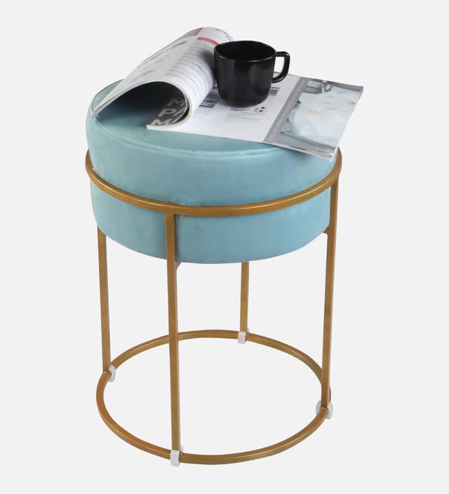 Primrose Ottoman Pouffes for Sitting Stool for Living Room Sitting Puffy Wooden Stools Chair Living Room Furniture Footrest Pouf Foot Stool for Office Room Decor (Glen)