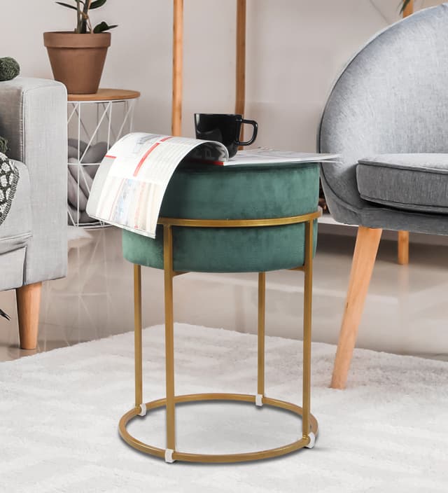 Primrose Ottoman Pouffes for Sitting Stool for Living Room Sitting Puffy Wooden Stools Chair Living Room Furniture Footrest Pouf Foot Stool for Office Room Decor (Glen)