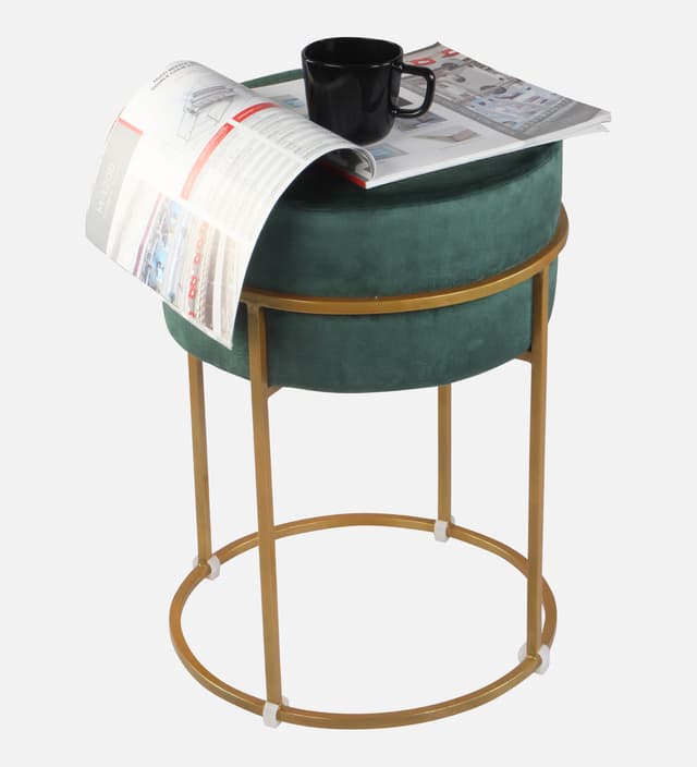 Primrose Ottoman Pouffes for Sitting Stool for Living Room Sitting Puffy Wooden Stools Chair Living Room Furniture Footrest Pouf Foot Stool for Office Room Decor (Glen)