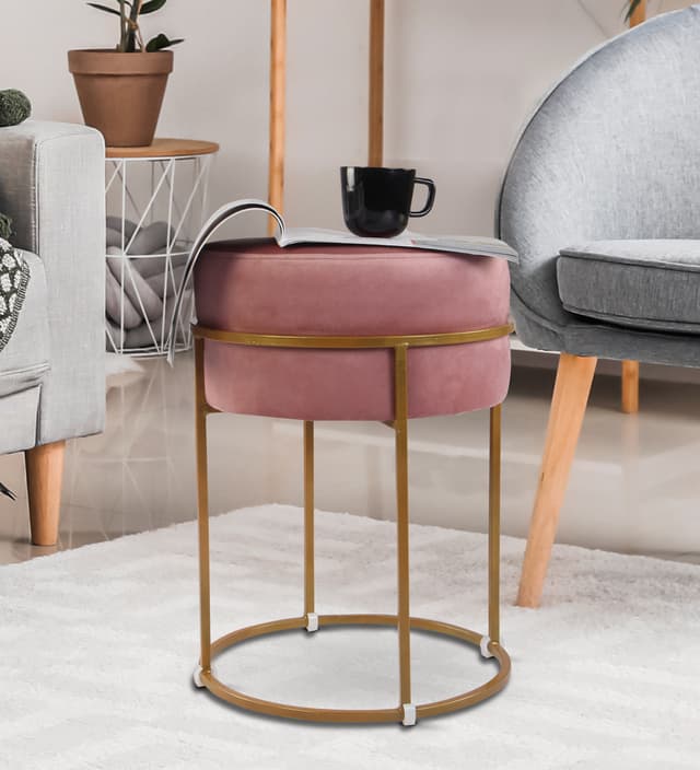 Primrose Ottoman Pouffes for Sitting Stool for Living Room Sitting Puffy Wooden Stools Chair Living Room Furniture Footrest Pouf Foot Stool for Office Room Decor (Glen)