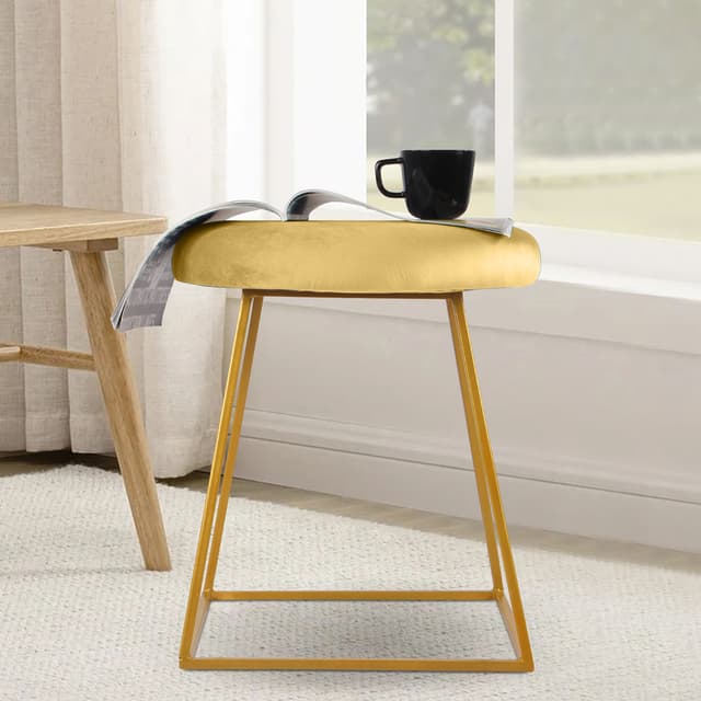 Primrose Ottoman Pouffes for Sitting Stool for Living Room Sitting Puffy Wooden Stools Chair Living Room Furniture Footrest Pouf Foot Stool for Office Room Decor (Pristy)
