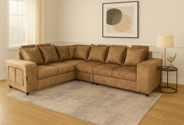 Primrose Amanda HM Fabric 5 Seater Living Room Sofa Set With Ottomans