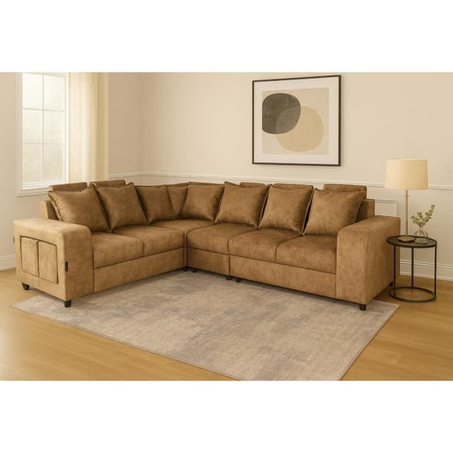 Primrose Amanda HM Fabric 5 Seater Living Room Sofa Set With Ottomans