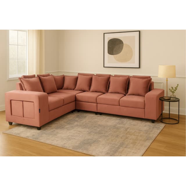 Primrose Amanda Holland Fabric 5 Seater Living Room Sofa Set With Ottomans
