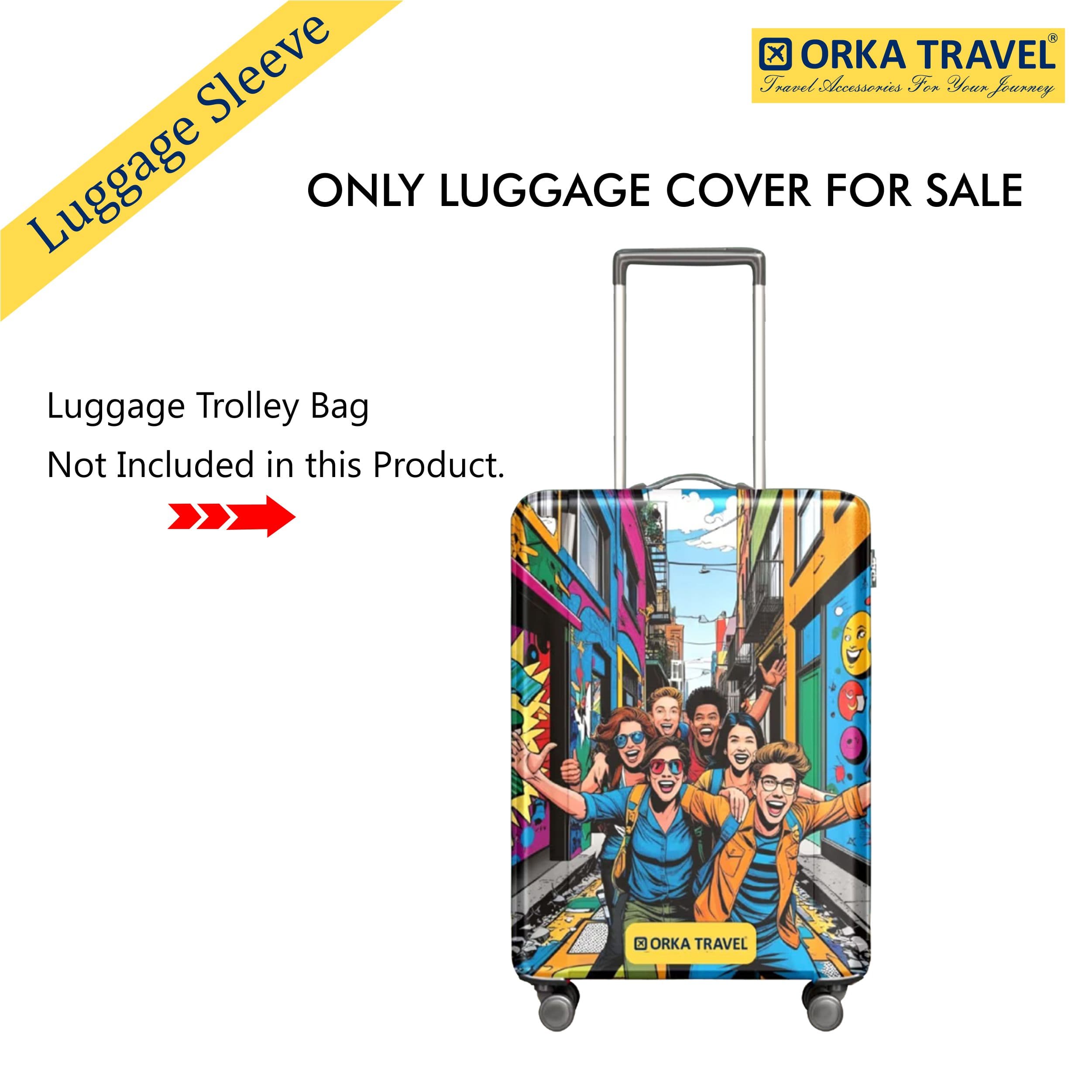 Orka Travel Digital Printed Spandex Fabric Luggage Sleeve Cover (D1) view 5